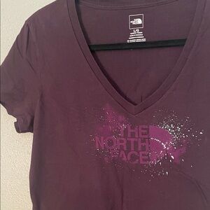 The North Face Women's Dark Purple Graphic V-Neck Tee